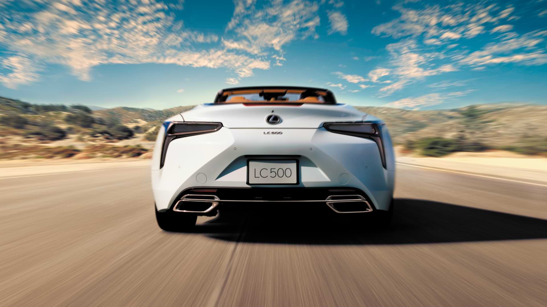 LC 500 Convertible in White Nova shown from rear