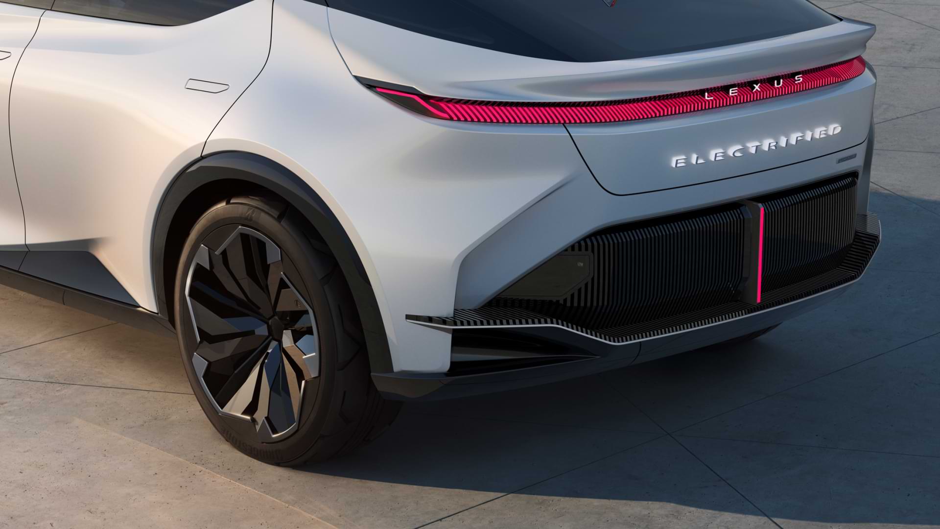 Rear view of Lf-Z eliciting lit-up 'electrified' 