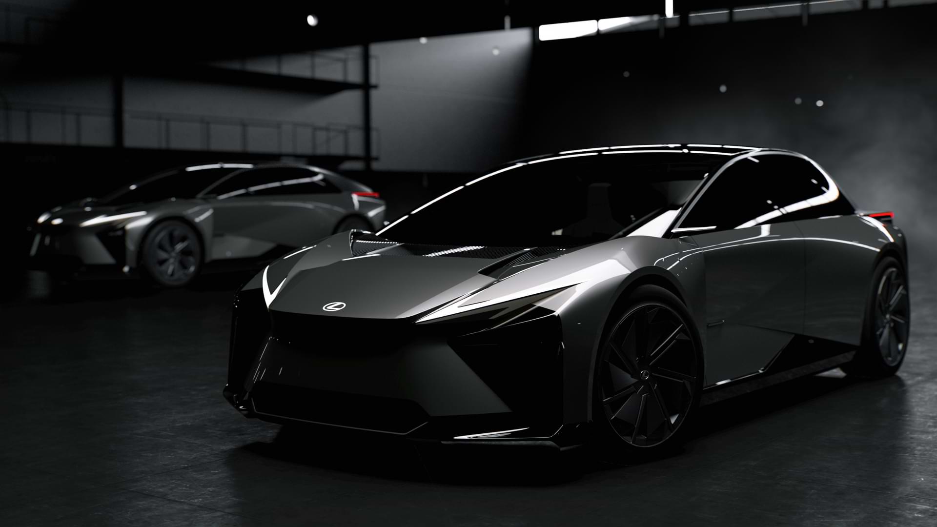 Two cars displayed in a underground parking.